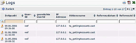 wd admin einstellungen logs